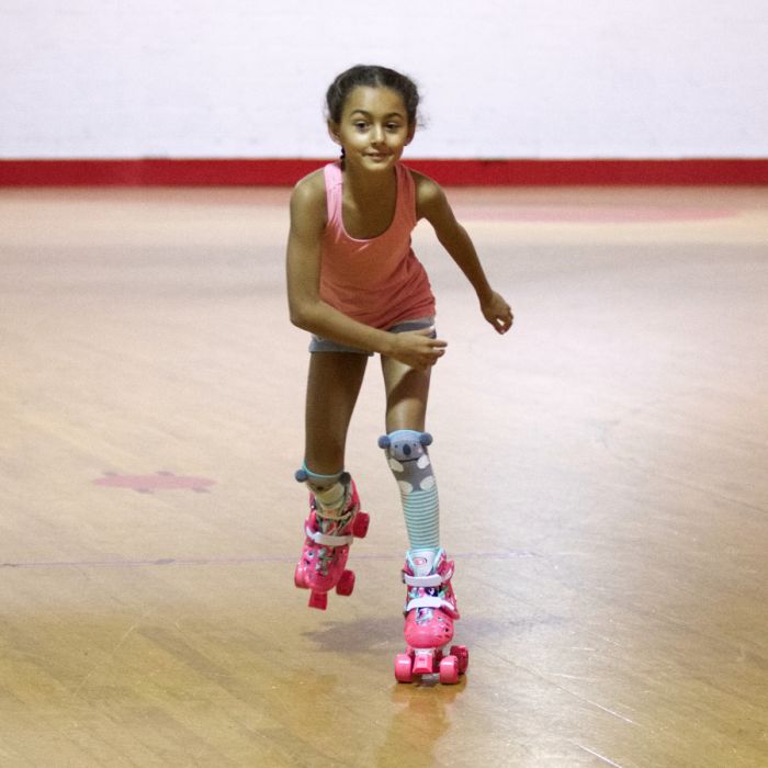 Roller Derby Trac Star Youth Girl's Adjustable Roller Skate White/Pink Size 